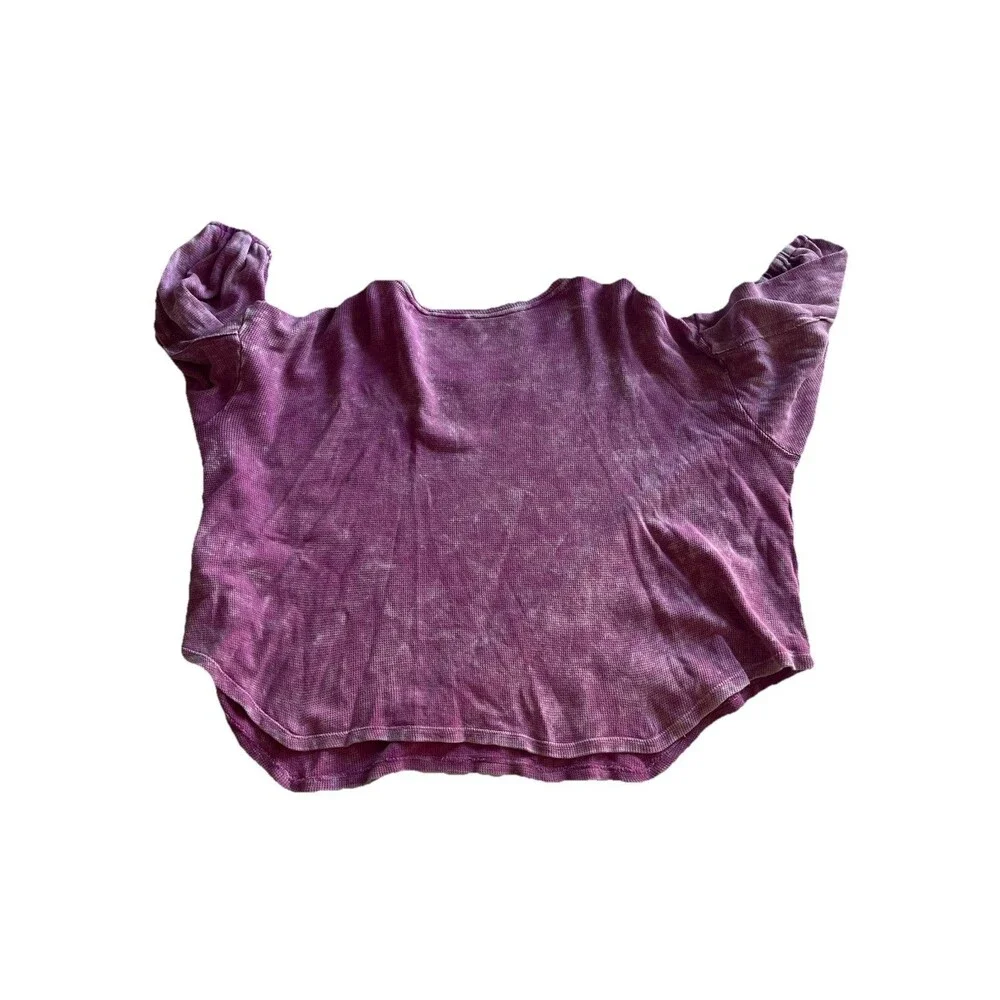Dex (dia) Waffle Knit 3/4 Sleeve Top Size X Purple Casual
